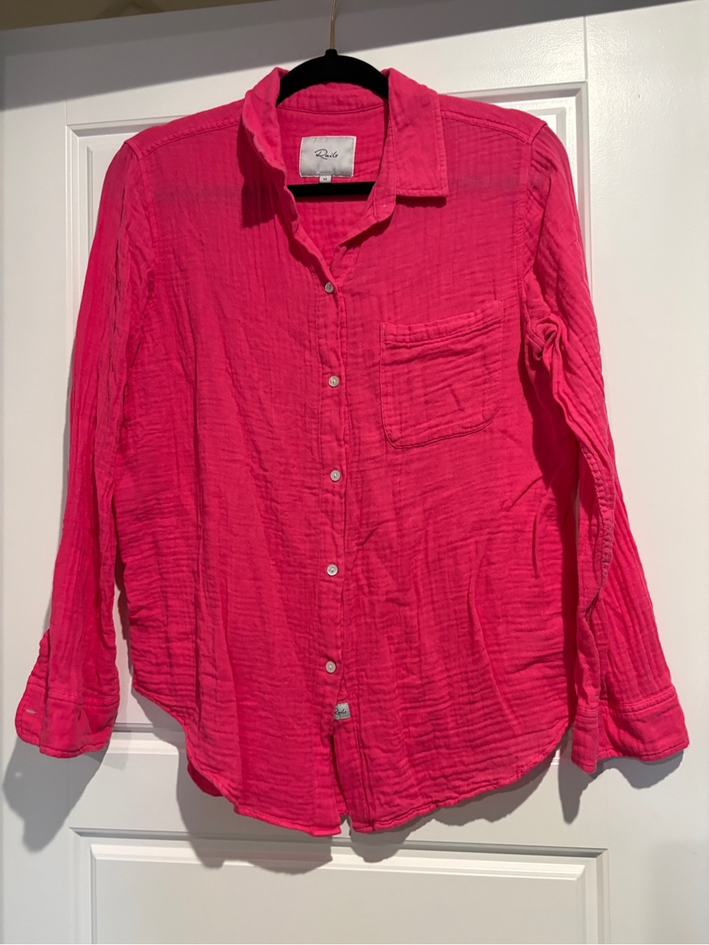 Rails Women’s Button-Down Gauze Shirt — Bright Hot Pink